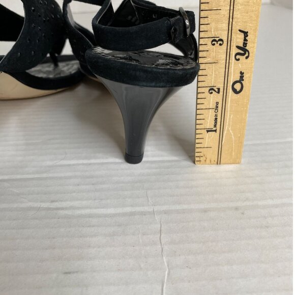 J Reneé NWOB Black Suede Rhinestone Embellished Cone Heel  Sandals  Size 10W - Picture 8 of 8